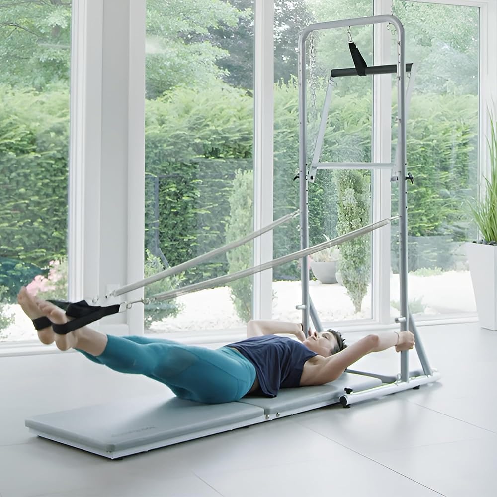 AeroPilates Precision Cadillac Studio Tower Strength and Toning System Equipment Station for Pilates and Workouts, Gray
