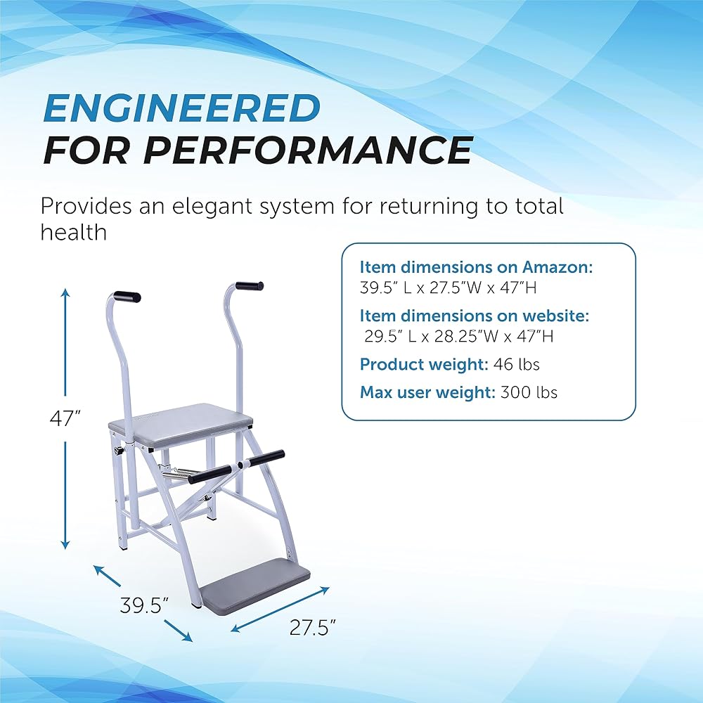 AeroPilates Precision Pilates Chair | 2 Online Expert-Guided Workouts Included | Stream from Any Device, Gray