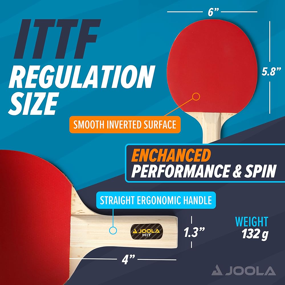 JOOLA Ping Pong Paddle Set with Balls & Carrying Case - Set of 4 or 2 Table Tennis Paddles - Advanced Ping Pong Rackets & Portable Table Tennis Accessories for 2-4 Players