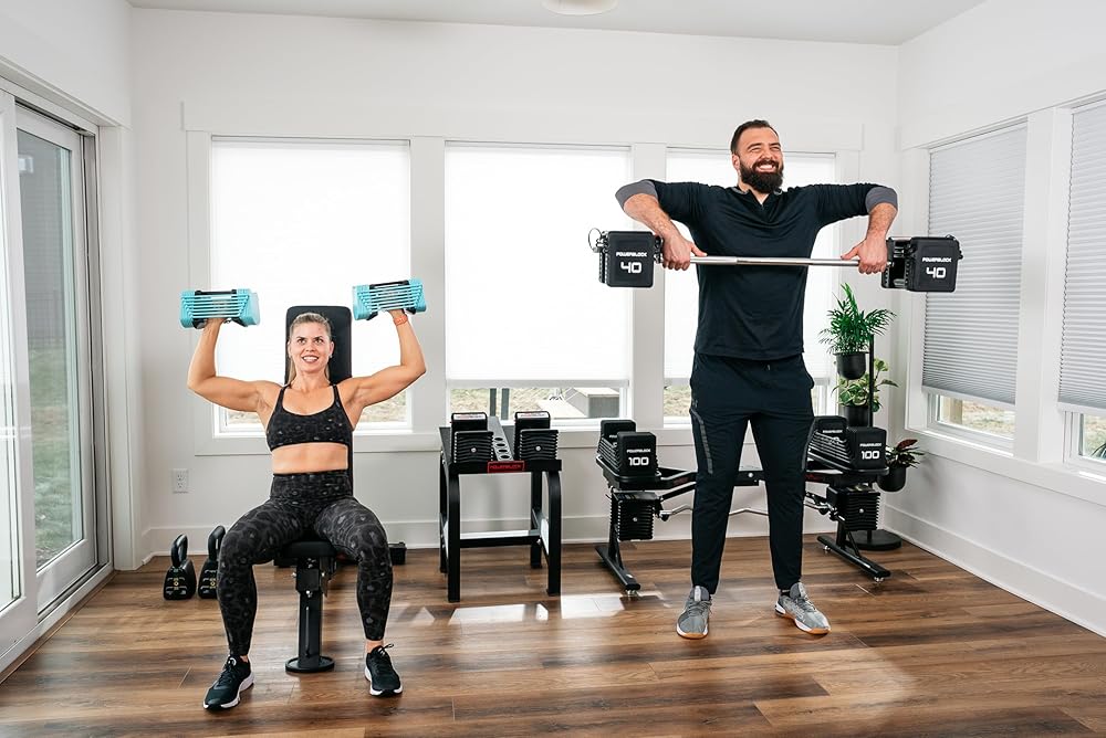 PowerBlock Sport 24 Adjustable Dumbbells, Sold in Pairs, 3-24 lb. Dumbbells, Durable Steel Build, Innovative At Home Workout Equipment, All-in-One Exercise Dumbbells, Strength Training Grey