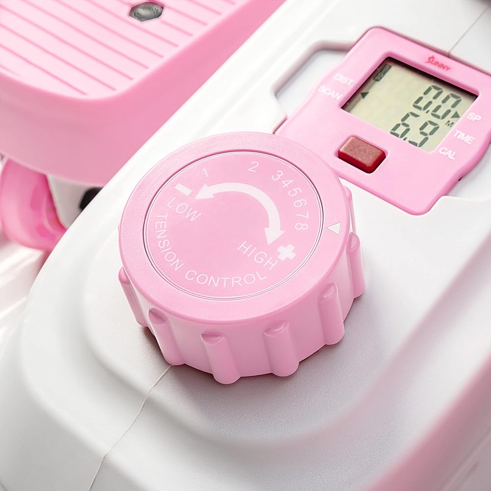 Sunny Health & Fitness Pink Fully Assembled Magnetic Under Desk Elliptical Peddler, Portable Foot & Leg Pedal Exerciser- P2030
