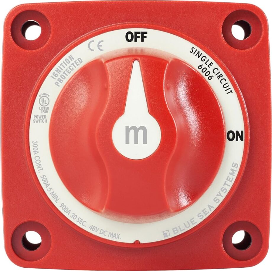 Blue Sea Systems 6006 m-Series ON/OFF Battery Isolator Switch with Locking Key, Red