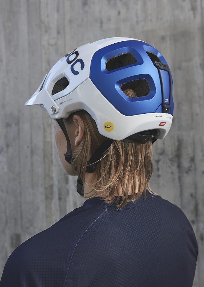 POC Tectal Race MIPS Cycling Helmet Hydrogen White/Opal Blue Metallic/Matt SML