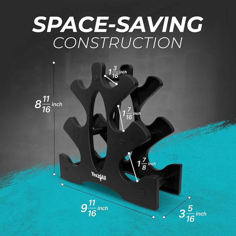 Yes4All 3-Tier Dumbbell Weight Rack Only, Compact Weight Stand for 1-8 LBS Dumbbells, Space-Saving Design for Home & Gym, Portable, & Easy to Assemble