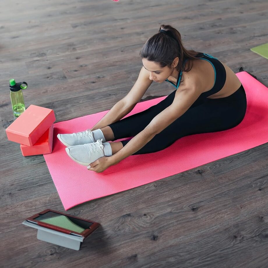 BalanceFrom 7-Piece Yoga Set with 71x24x0.5 Inches Extra Thick Mat and Carrying Sling – Includes 2 Blocks, Stretch Strap, 2 Towels, and Knee Pad for Home, Studio, and Gym Workouts