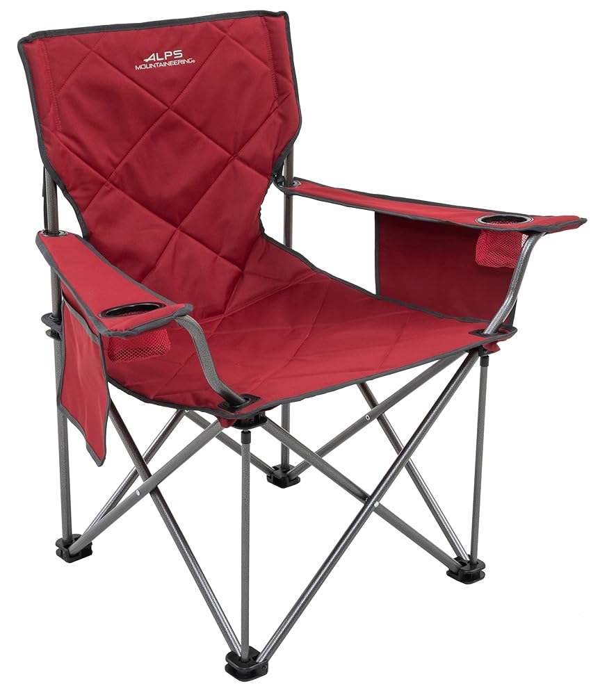 ALPS Mountaineering King Kong Camping Chairs for Adults with Mesh Cup Holders and Pockets, Built Durable and Reliable with Compact Foldable Steel Frame, Salsa/Charcoal