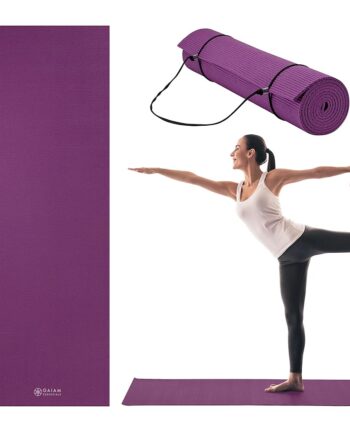 Gaiam Essentials Premium Yoga Mat with Yoga Mat Carrier Sling, Purple, 72 InchL x 24 InchW x 1/4 Inch Thick