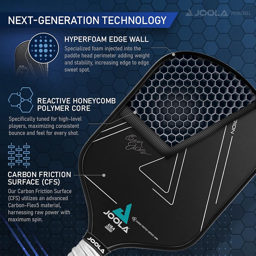JOOLA Ben Johns Hyperion Pickleball Paddle - USAPA Approved with Sweet Spot, Max Spin, Elongated Handle, Custom Cover