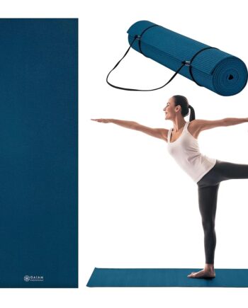 Gaiam Essentials Premium Yoga Mat with Carrier Sling, Navy, 72"L x 24"W x 1/4 Inch Thick