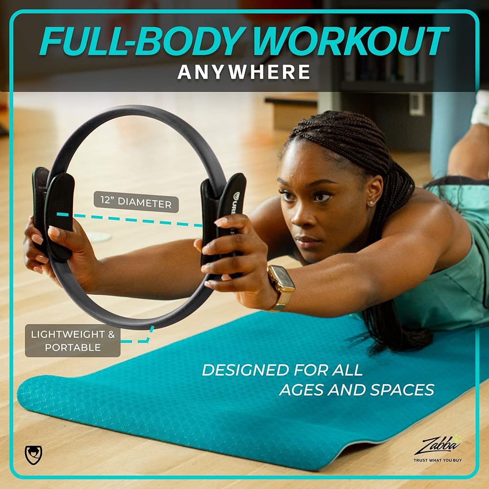 URBNFit Pilates Rings + Wobble Cushion Balance Disc Bundle - Stability Trainer to Help Improve Sitting Posture & Back Pain Relief, Wiggle Seat for Office Chair or Kids Classroom, (Pump Included)