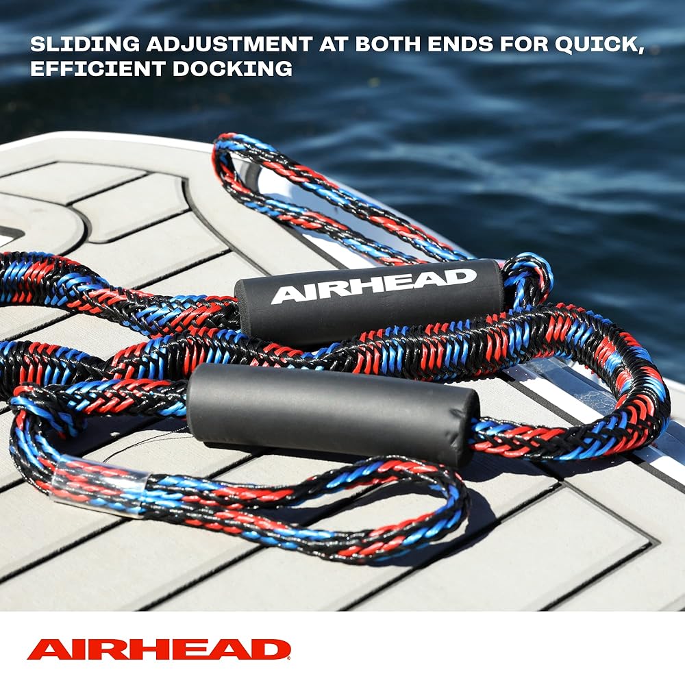 AIRHEAD 4' Bungee Dockline and SuperStick Urethane Pole Storage Clips, 5/8" - 3/4", Black, 2 Pack