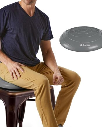 Gaiam Balance Disc Wobble Cushion Stability Core Trainer For Home Or Office Desk Chair & Kids Alternative Classroom Sensory Wiggle Seat - Grey , 16 Inch