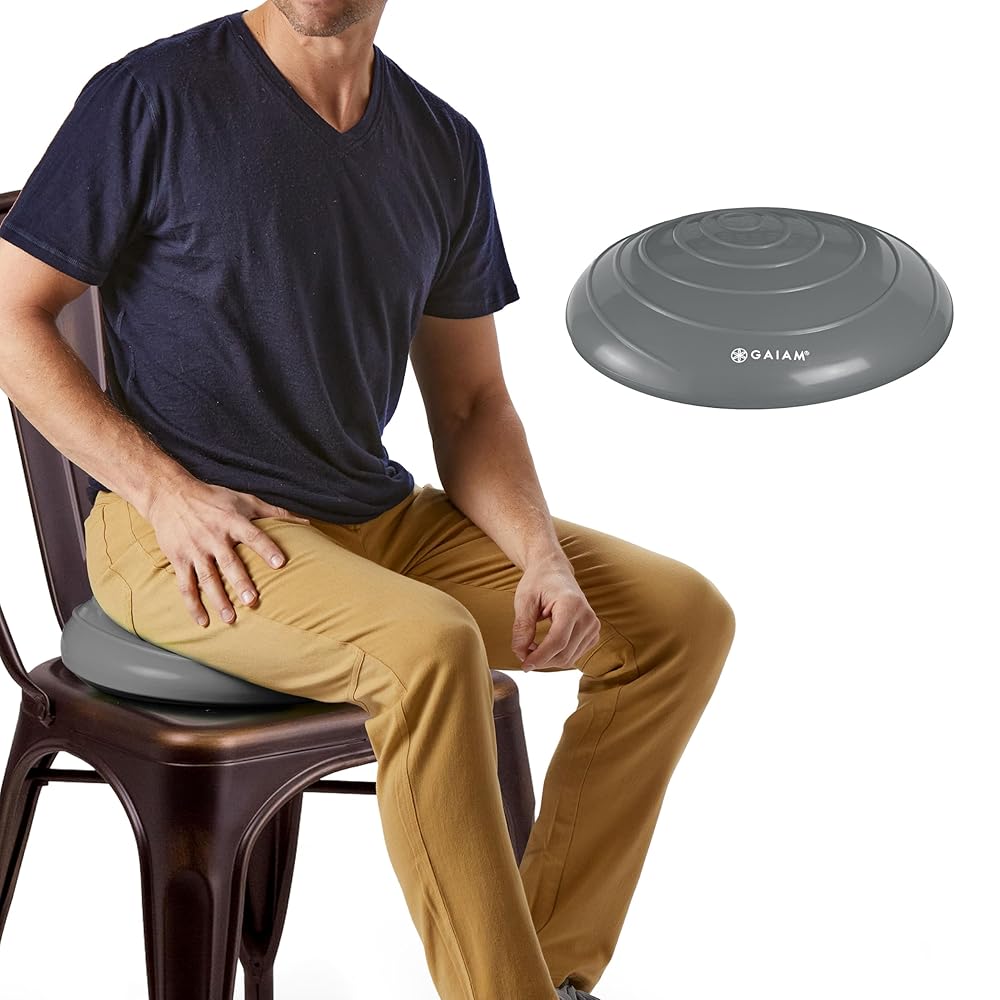 Gaiam Balance Disc Wobble Cushion Stability Core Trainer For Home Or Office Desk Chair & Kids Alternative Classroom Sensory Wiggle Seat - Grey , 16 Inch