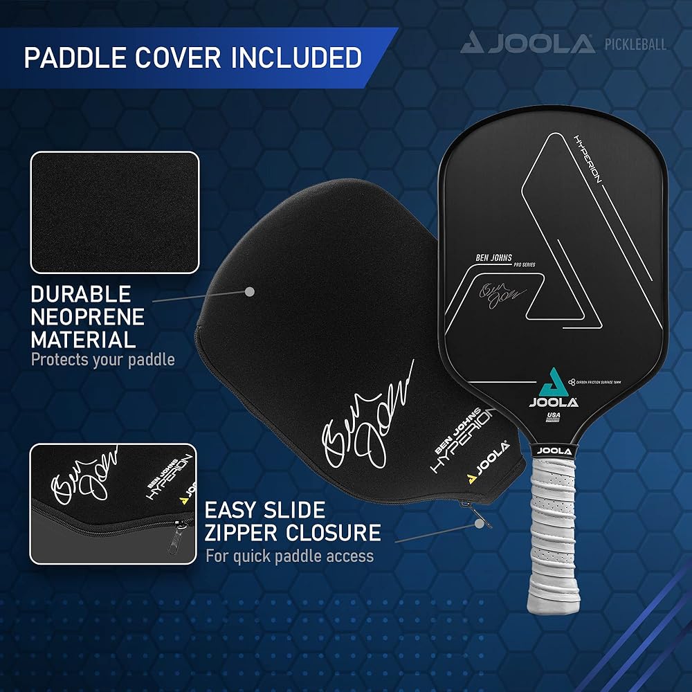 JOOLA Ben Johns Hyperion Pickleball Paddle - USAPA Approved with Sweet Spot, Max Spin, Elongated Handle, Custom Cover