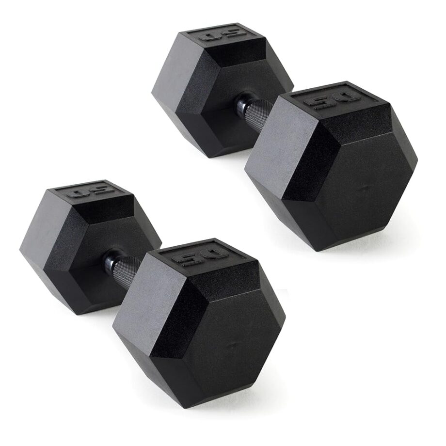 CAP Barbell 50 LB Coated Hex Dumbbell Weight Pair with Padded Grip
