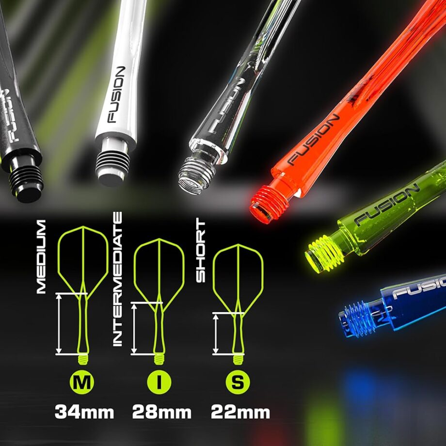 Winmau Darts Fusion Integrated Flight & Shaft System - No.2 Shape & Design - Blue Colour, Intermediate Length