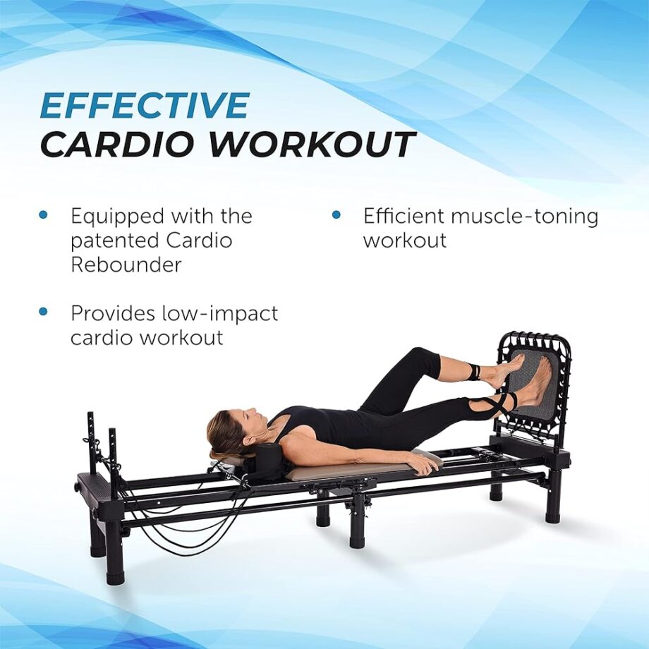 Stamina AeroPilates Reformer 651 with Free-Form Cardio Rebounder - Pilates Reformer Workout Machine for Home Gym - Up to 300 lbs Weight Capacity