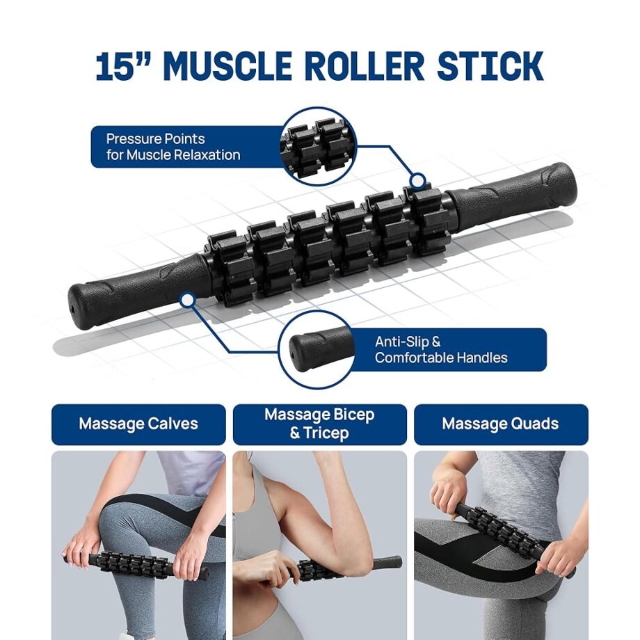 Yes4All Foam Muscle Roller Set, 7-in-1 High-Density Set of Back Roller, Fascia Massage Tool, Stretch Strap, Spiky, Peanut & Smooth Massage Balls, Carry Bag - Ideal for Muscle Care & Relaxation