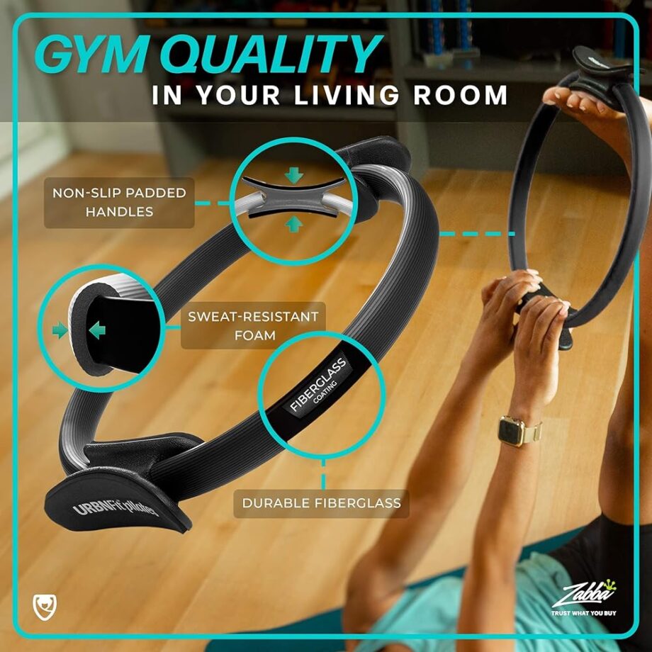 URBNFit Pilates Rings + Wobble Cushion Balance Disc Bundle - Stability Trainer to Help Improve Sitting Posture & Back Pain Relief, Wiggle Seat for Office Chair or Kids Classroom, (Pump Included)