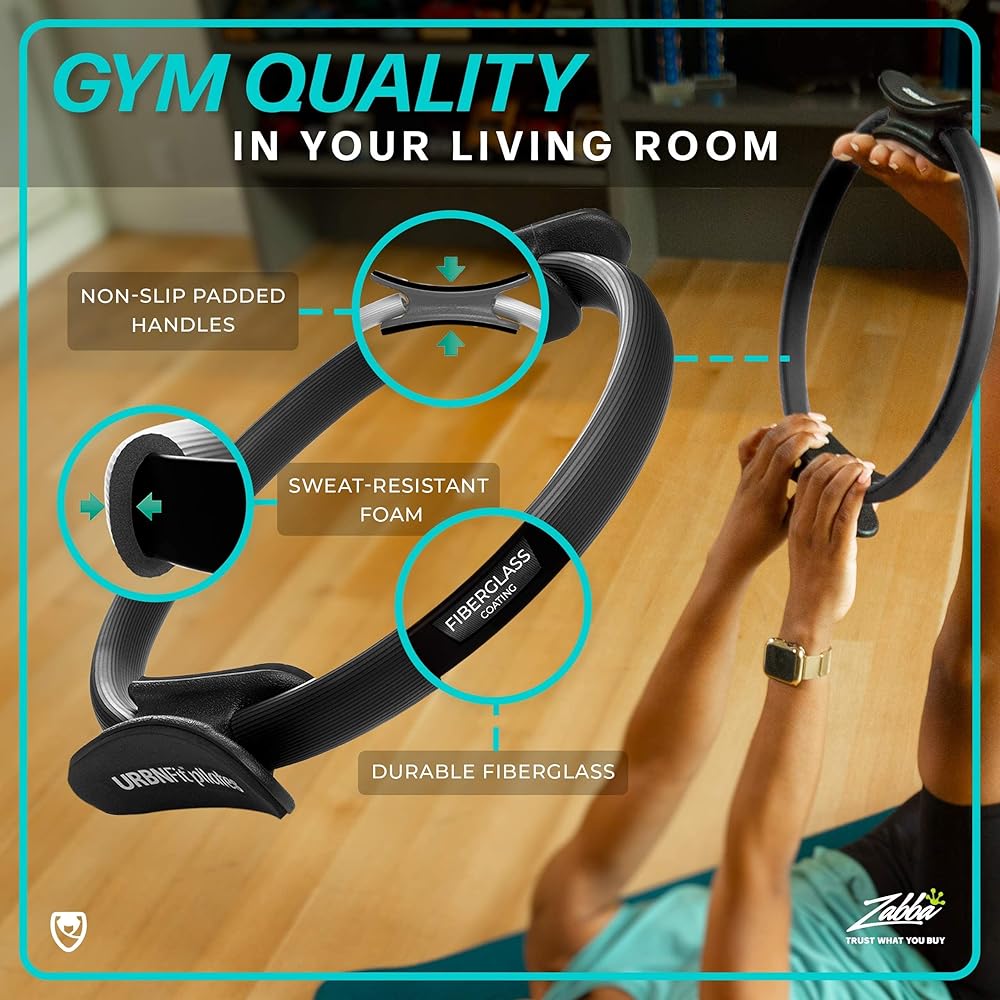 URBNFit Pilates Rings + Wobble Cushion Balance Disc Bundle - Stability Trainer to Help Improve Sitting Posture & Back Pain Relief, Wiggle Seat for Office Chair or Kids Classroom, (Pump Included)