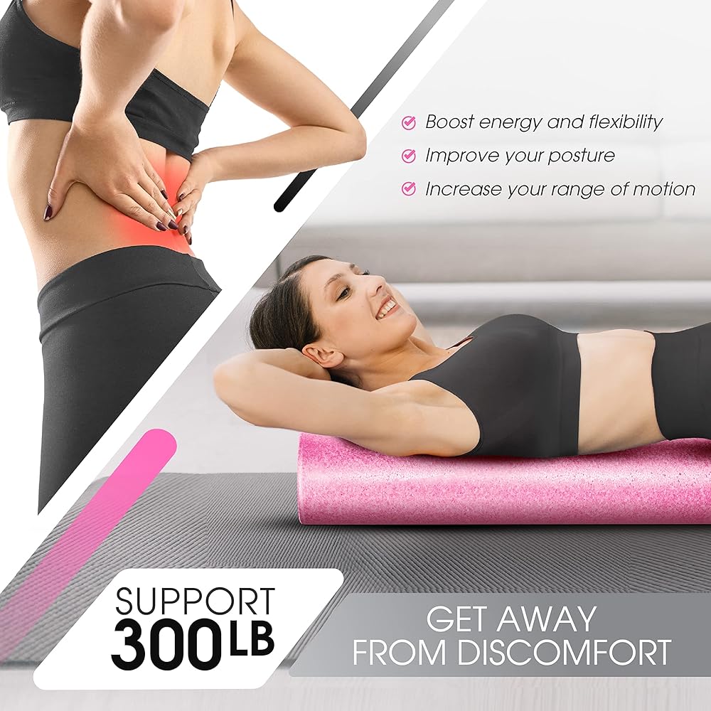 Yes4All High Density Foam Roller for Back, Variety of Sizes & Colors for Yoga, Pilates - Fuschia Rose - 18 Inches