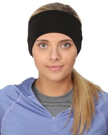 TrailHeads Womens Ponytail Headband - Moisture Wicking Hair Headband for Running, Winter, Workout - Athletic Headband Women - Black
