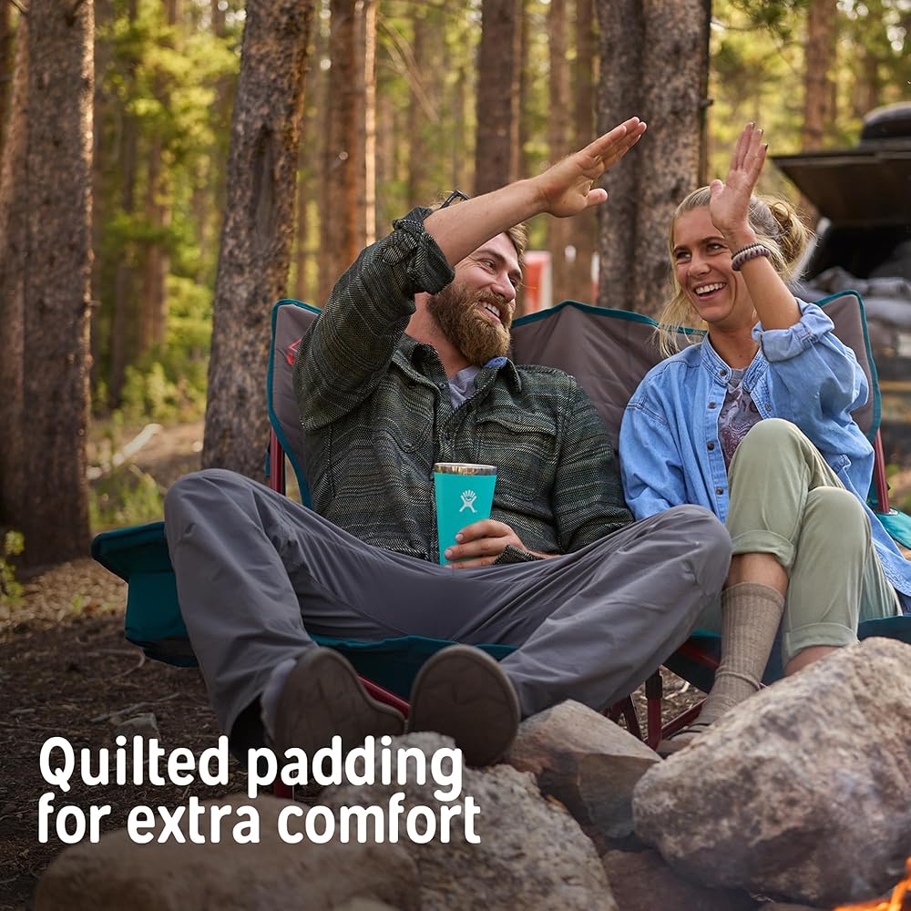 Kelty Low Loveseat Oversized 2-Person Heavy Duty Folding Camp Chair, Double Seat for Soccer Games, Tailgating, Beach Days (Low Height/Deep Lake)