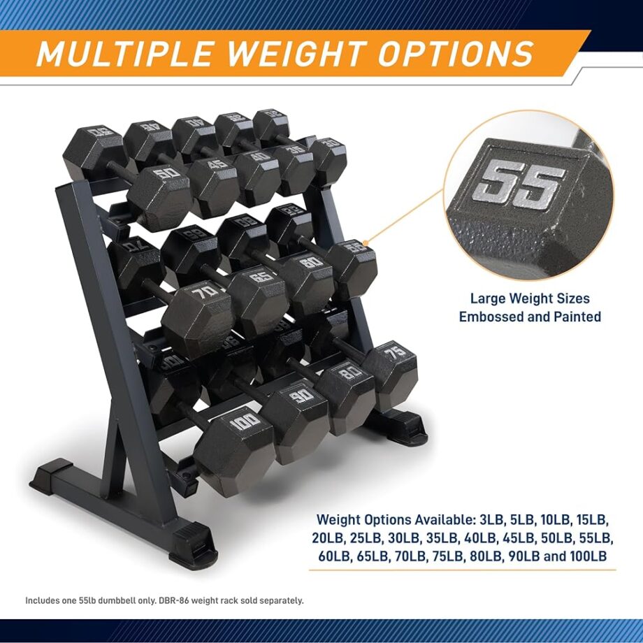Marcy 55lb Cast Iron Hex Dumbbell, Single, IV-2055
