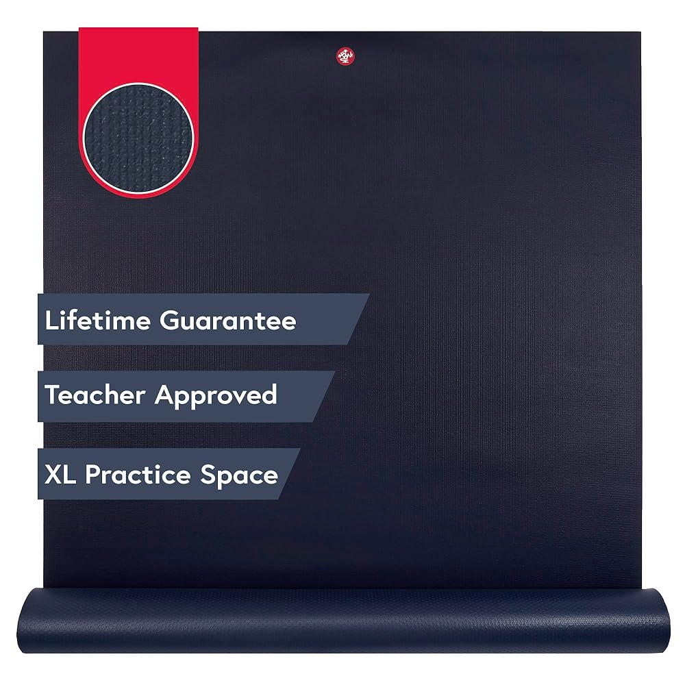 Manduka PRO Long & Wide Yoga Mat 79" - 6mm | Lifetime Durability | Hygienic Construction | Premium Studio Quality | XL for More Practice Space | 79 x 52 inches | Midnight