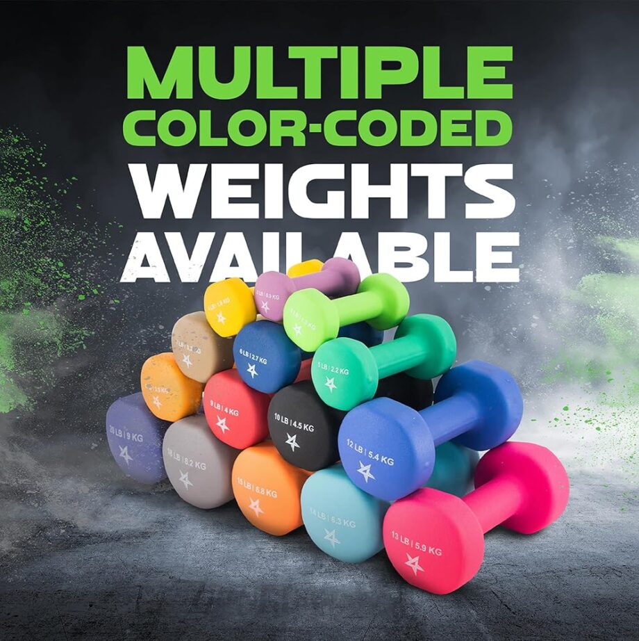 Yes4All 3 lbs Dumbbells Neoprene with Non Slip Grip – Great for Total Body Workout – Total Weight: 6 lbs (Set of 2)