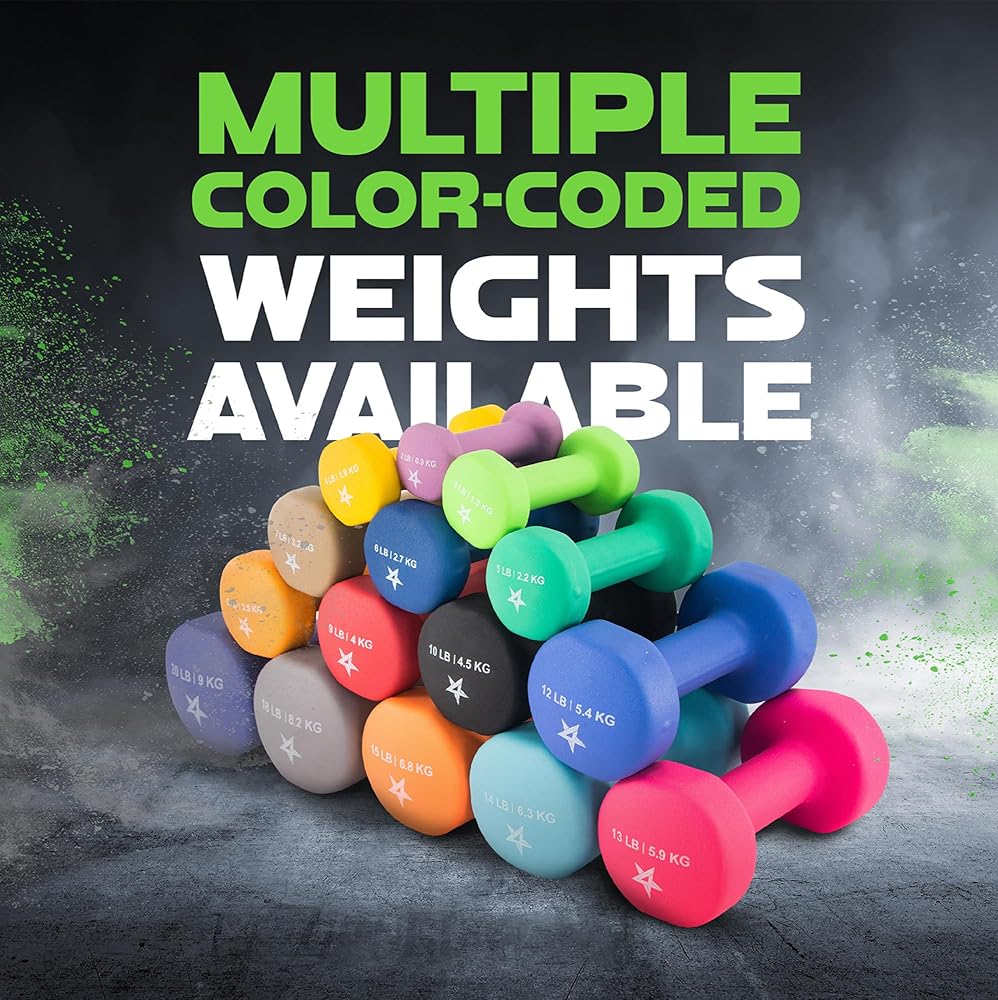Yes4All 3 lbs Dumbbells Neoprene with Non Slip Grip – Great for Total Body Workout – Total Weight: 6 lbs (Set of 2)
