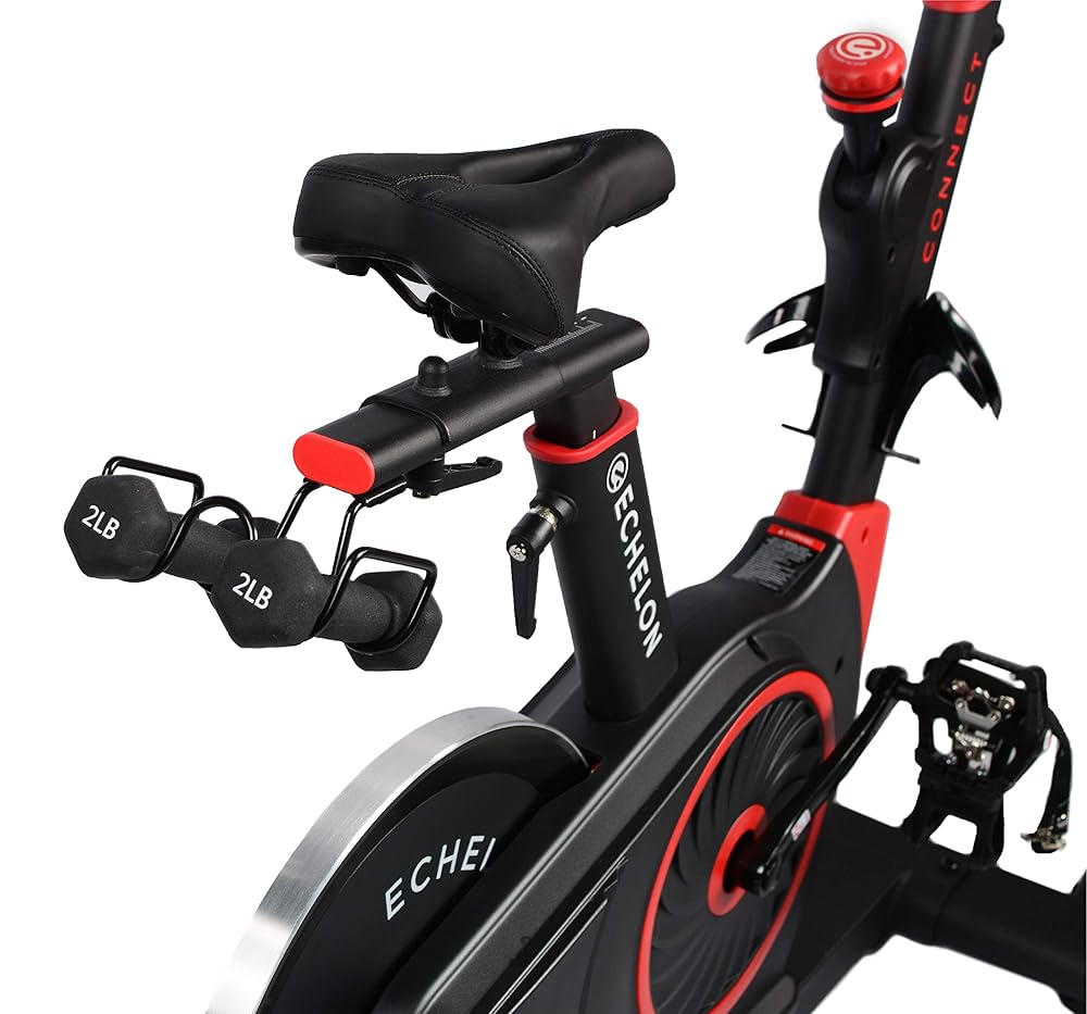 Echelon Smart Connect Fitness Bike, 30-Day Free Echelon Membership, Easy Storage, Small Spaces, Cushioned Seat, Solid Design, HIIT, Top Instructors, 32 Resistance Levels, Bluetooth, EX3-Red