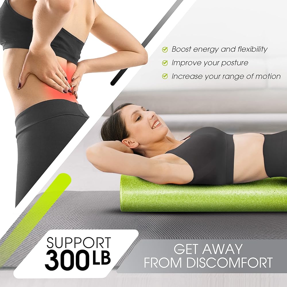 Yes4All High Density Foam Roller for Back, Variety of Sizes & Colors for Yoga, Pilates - Lime - 24 Inches