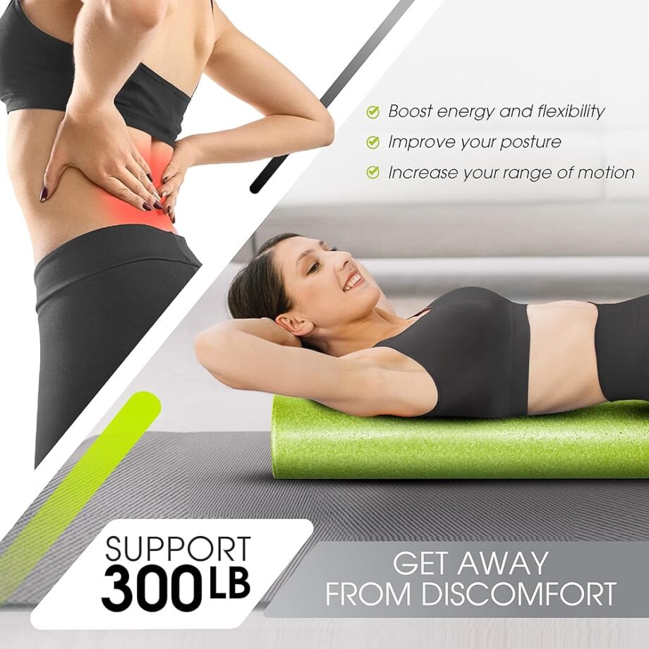 Yes4All High Density Foam Roller for Back, Variety of Sizes & Colors for Yoga, Pilates - Lime - 18 Inches