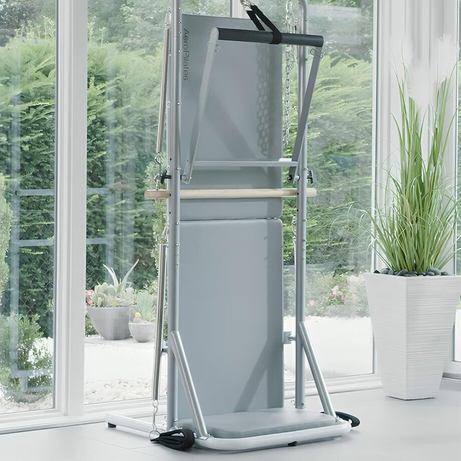 AeroPilates Precision Cadillac Studio Tower Strength and Toning System Equipment Station for Pilates and Workouts, Gray