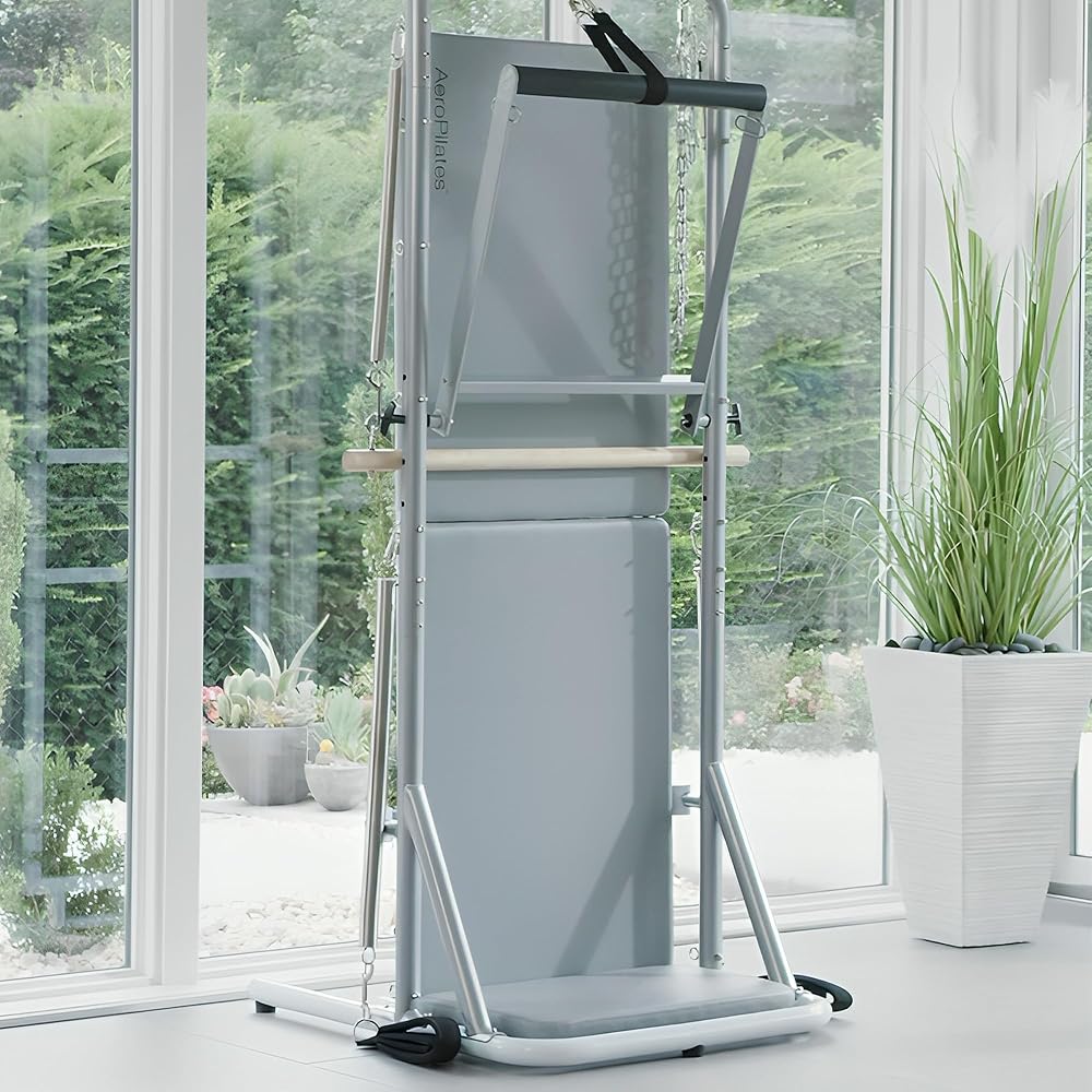 AeroPilates Precision Cadillac Studio Tower Strength and Toning System Equipment Station for Pilates and Workouts, Gray