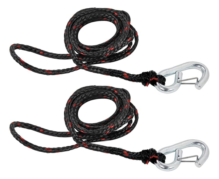 AIRHEAD AHDL-4 Bungee Dockline 4 Feet, Black/Blue/Red & Extreme Max 3006.6634 PWC 7' Dock Line with Zinc-Plated Snap Hook - Value 2-Pack
