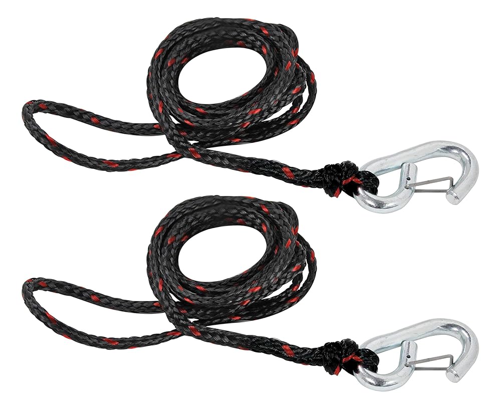 AIRHEAD AHDL-4 Bungee Dockline 4 Feet, Black/Blue/Red & Extreme Max 3006.6634 PWC 7' Dock Line with Zinc-Plated Snap Hook - Value 2-Pack