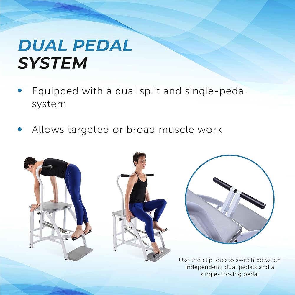 AeroPilates Precision Pilates Chair | 2 Online Expert-Guided Workouts Included | Stream from Any Device, Gray