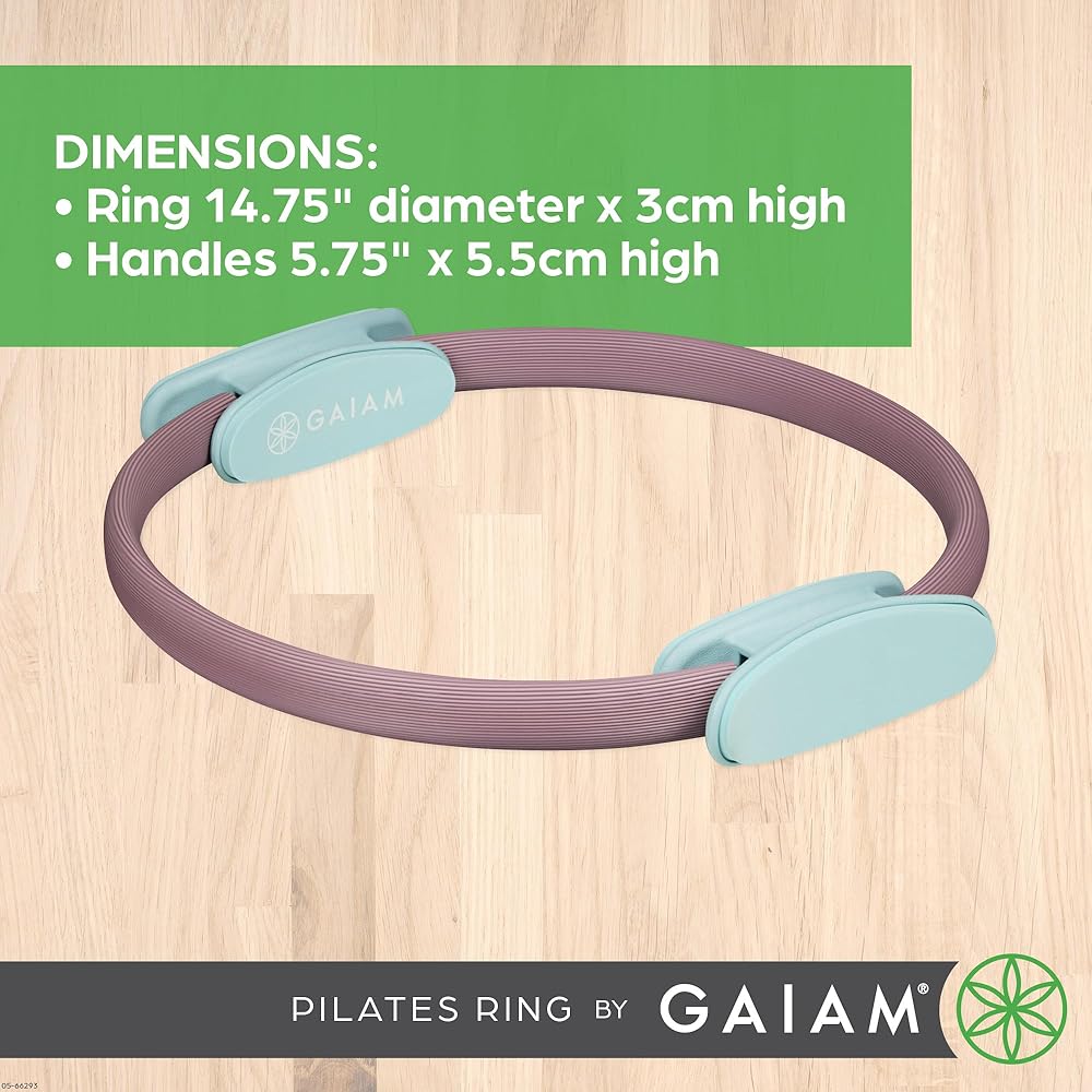 Gaiam Pilates Ring 15" Fitness Circle - Lightweight & Durable Foam Padded Handles | Flexible Resistance Exercise Equipment for Toning Arms, Thighs/Legs & Core, Dusty Pink/Seafoam