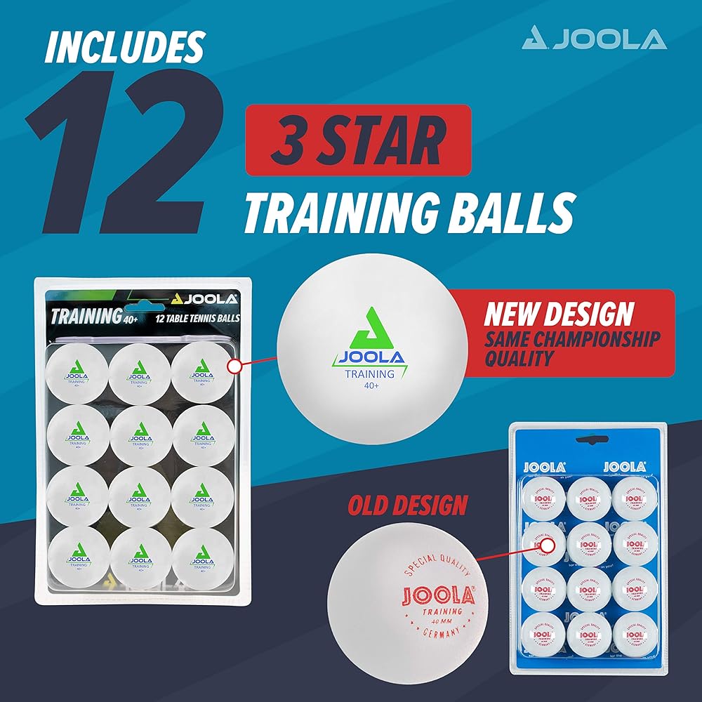 JOOLA Training 3 Star Table Tennis Balls 12, 60, or 120 Pack - 40+mm Regulation Bulk Ping Pong Balls for Competition and Recreational Play - Fun as a Cat Toy - Indoor and Outdoor Compatible
