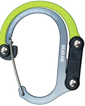 GEAR AID HEROCLIP Carabiner Gear Clip and Hook (Medium) for Camping, Backpack, and Garage Organization, Nav Green, 1 Pack