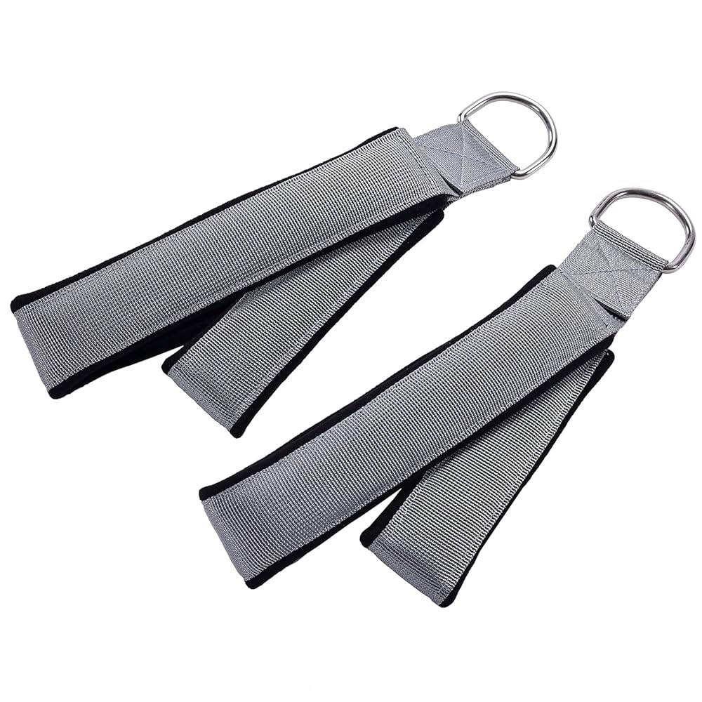 Stamina Products AeroPilates Wide Double Loop Hand and Foot Padded Foam Straps with Textured Surface and Carrying Bag, Gray (Set of 2)