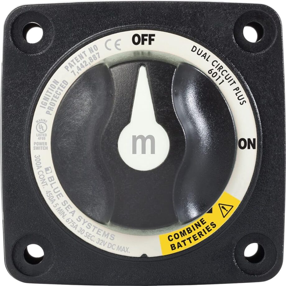 Blue Sea Systems 6011200 m-Series Battery Switch Mini Dual Circuit Plus, 32V DC, 300A, Black