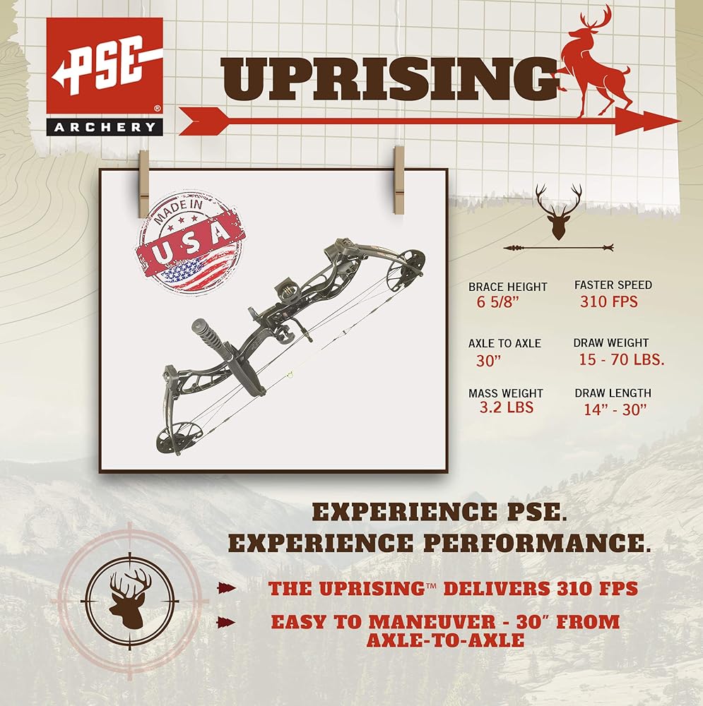 PSE ARCHERY Uprising Compound Bow-Set-Hunting Bow and Arrow - Right Hand - Black - 27-50
