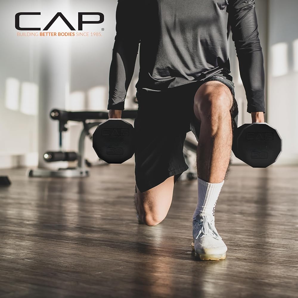 CAP Barbell 12-Sided Coated Dumbbell with Chrome Handle, Pair, 10 LB