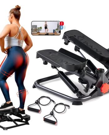 Sunny Health & Fitness Advanced Twist Stepper Machine Workout Cardio Mini Stair Master Climber Thigh Space Twist Stepper Resistance Band w Optional Free SunnyFit App Enhanced Bluetooth Connectivity