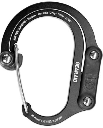GEAR AID HEROCLIP Carabiner Gear Clip and Hook (Medium) for Camping, Backpack, and Garage Organization, Stealth Black