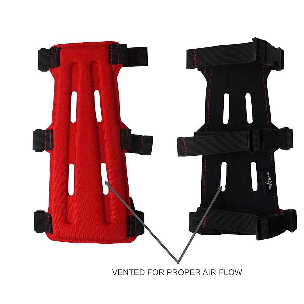 SAS 8" Armguard Archery Bow Range with 3-Strap Buckles (Red)