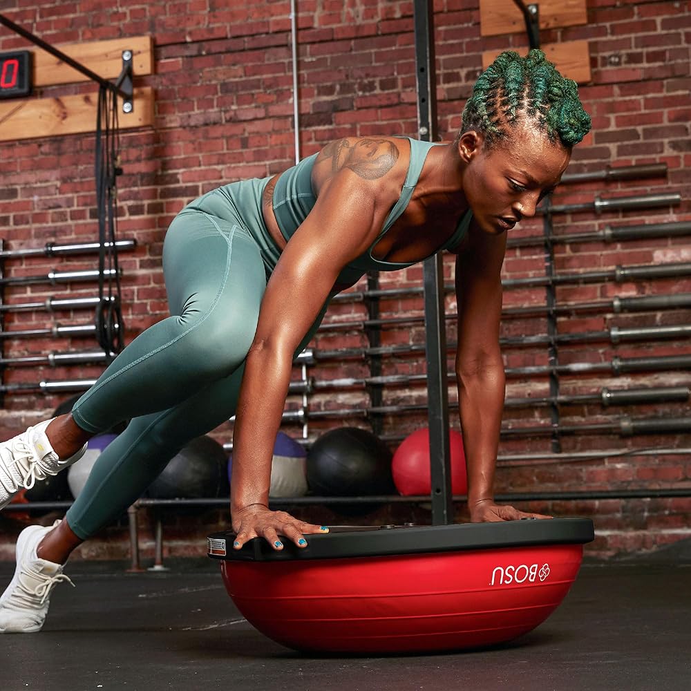 Bosu Pro Balance Board Strength Trainer Ball, Equipment for Home Gym, 26 Inch, Red